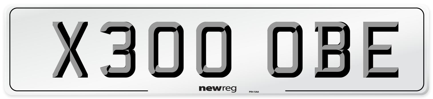 X300 OBE Number Plate from New Reg